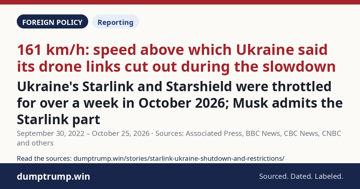 Ukraine's Starlink and Starshield were throttled for over a week in October 2026; Musk admits the Starlink part